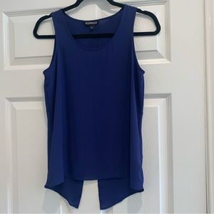 Express Chiffon Split Flyaway Back Sleeveless Tank Royal Blue XS